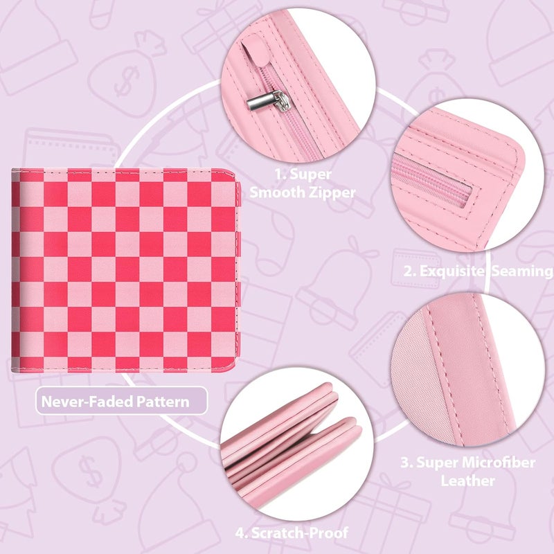 Funermei Cute Wallet for Women Girls Plaid Bifold Wallet Aesthetic Girly Design Credit Card Holder RFID Blocking Id Cash Pretty Slim Small Bi-fold Wallets with Coin Pocket for Teen Little Girl - Image 5